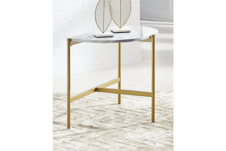 Wynora White/Gold Chairside End Table -  - Luna Furniture