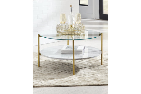 Wynora White/Gold Coffee Table -  - Luna Furniture