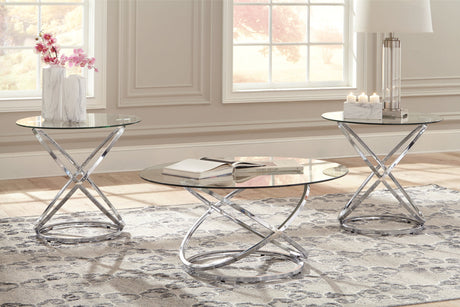 Hollynyx Chrome Finish Table, Set of 3 -  - Luna Furniture