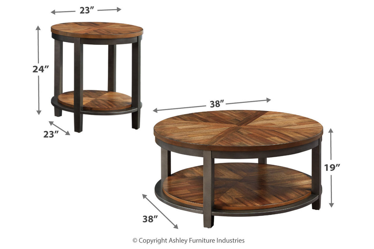 Roybeck Light Brown/Bronze Table, Set of 3 -  - Luna Furniture