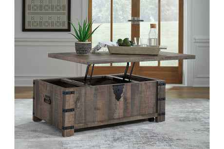 Hollum Rustic Brown Lift-Top Coffee Table from Ashley - Luna Furniture