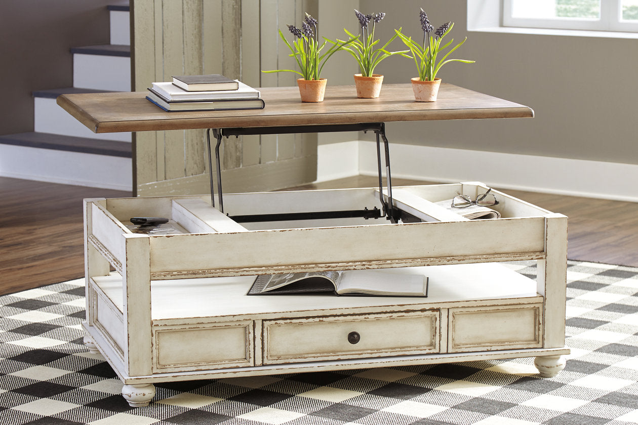 Realyn White/Brown Coffee Table with Lift Top from Ashley - Luna Furniture