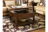 Porter Rustic Brown Coffee Table with Lift Top - Ashley - Luna Furniture