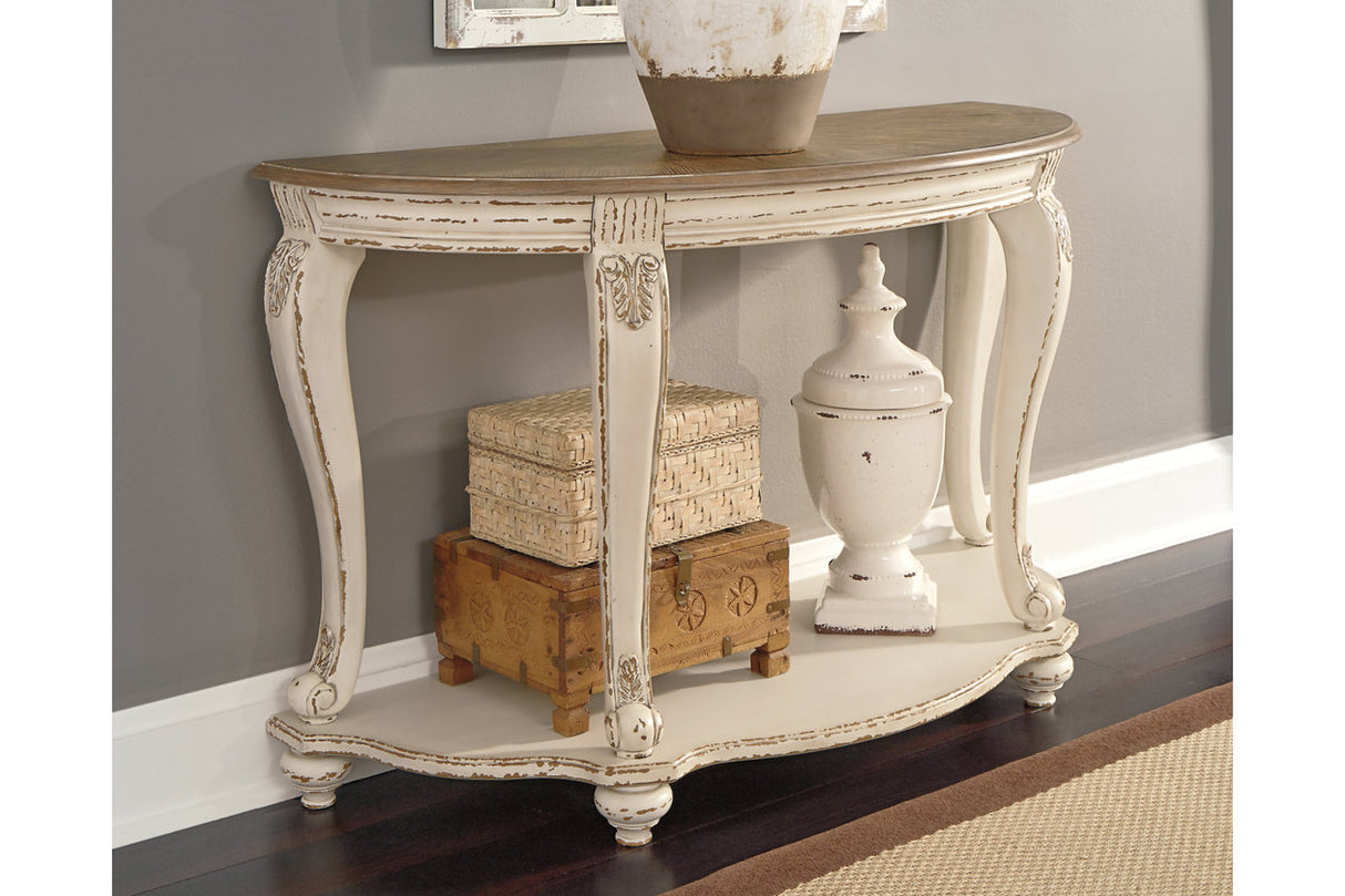 Realyn White/Brown Sofa Table from Ashley - Luna Furniture