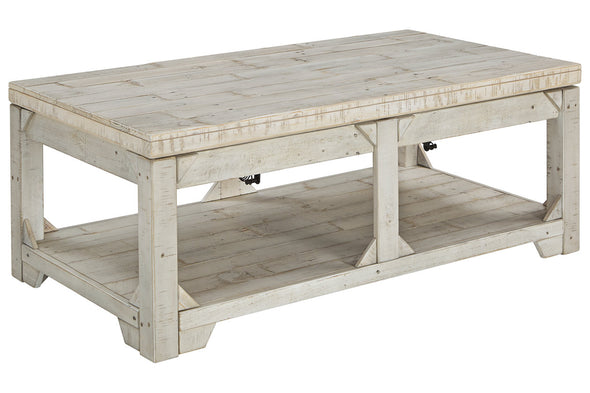 Fregine Whitewash Coffee Table with Lift Top