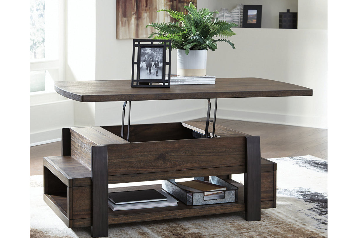 Vailbry Brown Coffee Table with Lift Top -  - Luna Furniture