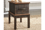 Stanah Two-tone Chairside End Table with USB Ports & Outlets