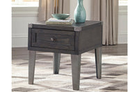 Todoe Dark Gray End Table with USB Ports & Outlets