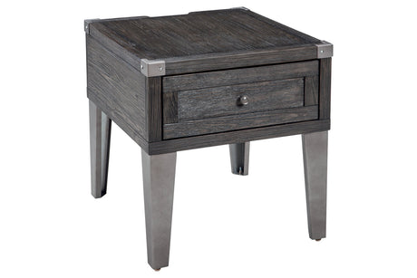 Todoe Dark Gray End Table with USB Ports & Outlets from Ashley - Luna Furniture