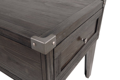 Todoe Dark Gray End Table with USB Ports & Outlets from Ashley - Luna Furniture