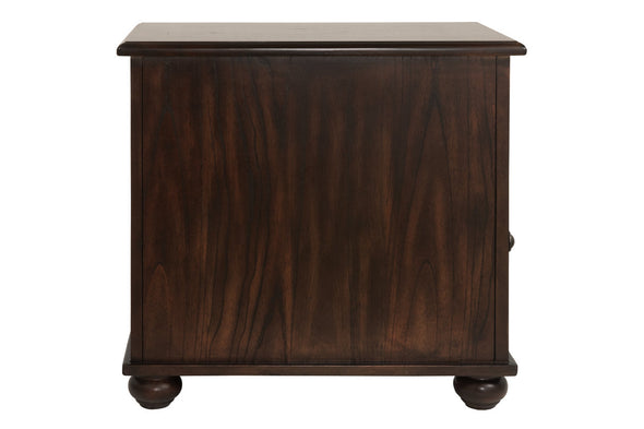 Barilanni Dark Brown Chairside End Table with USB Ports & Outlets