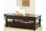 Barilanni Dark Brown Coffee Table with Lift Top