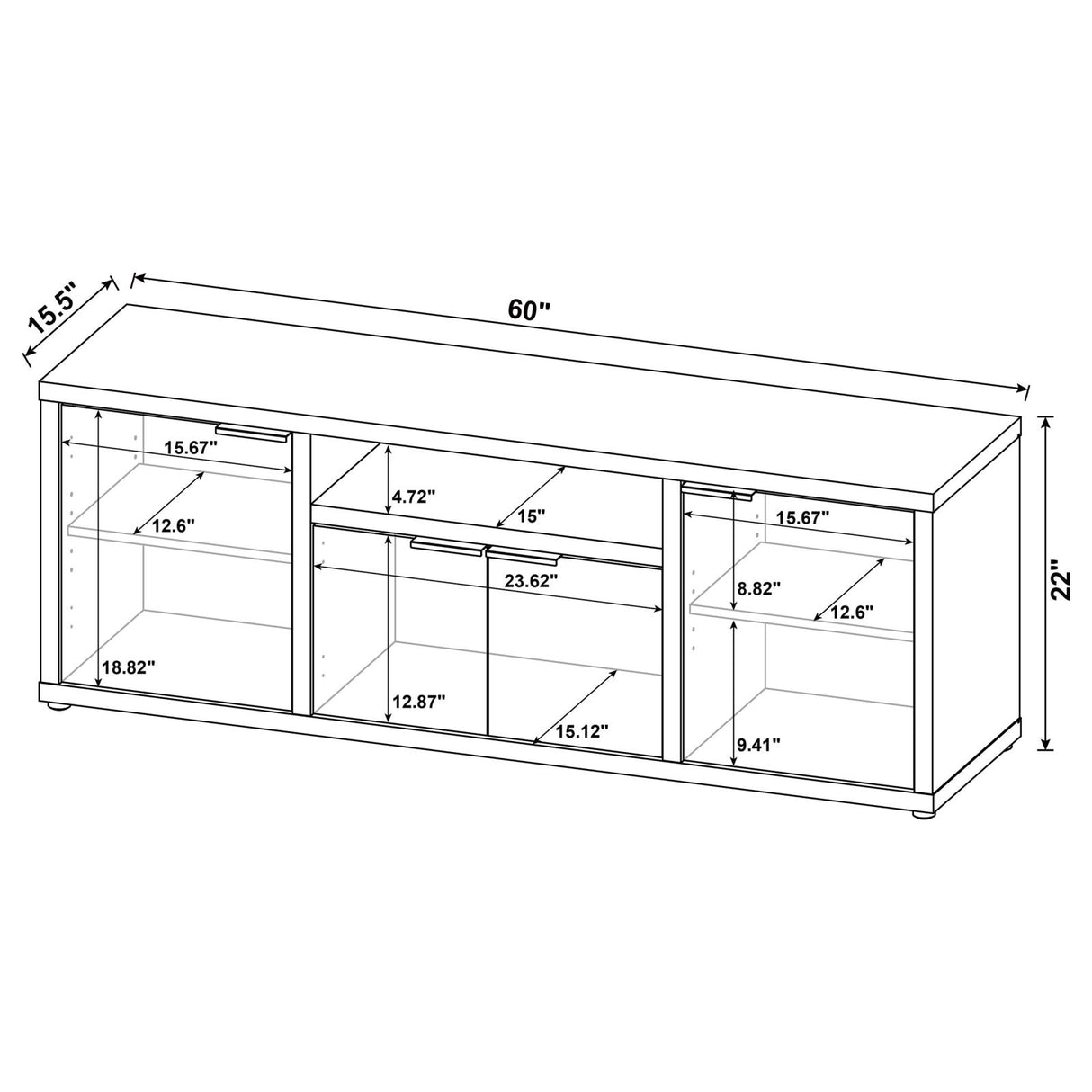 Tabby Mango 4-Door Engineered Wood 60" TV Stand from Coaster - Luna Furniture