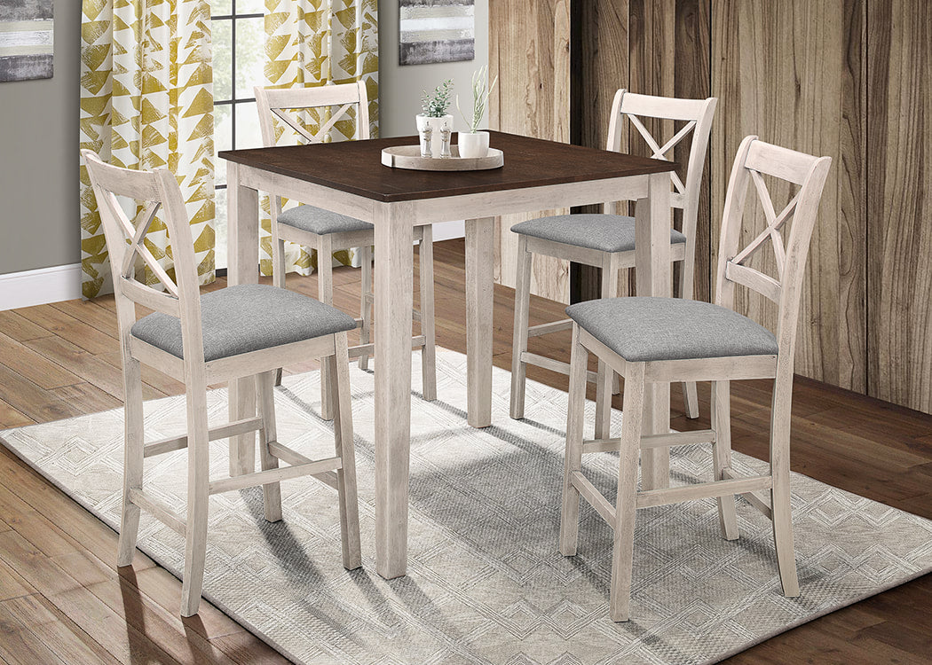 Tahoe Antique White 5-Piece Counter Height Set from Happy Homes - Luna Furniture