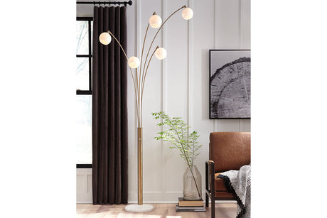 Taliya Champagne/White Arc Lamp from Ashley - Luna Furniture