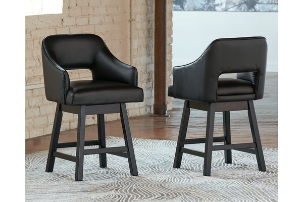 Tallenger Black/Dark Brown Counter Height Barstool, Set of 2