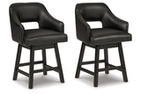 Tallenger Black/Dark Brown Counter Height Barstool, Set of 2 from Ashley - Luna Furniture