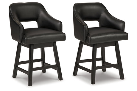 Tallenger Black/Dark Brown Counter Height Barstool, Set of 2 from Ashley - Luna Furniture