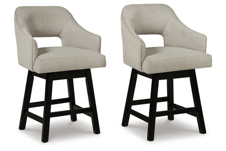 Tallenger Linen/Brown Counter Height Barstool, Set of 2 from Ashley - Luna Furniture