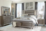 Tamsin Silver/Gray Metallic King LED Upholstered Storage Platform Bed from Homelegance - Luna Furniture