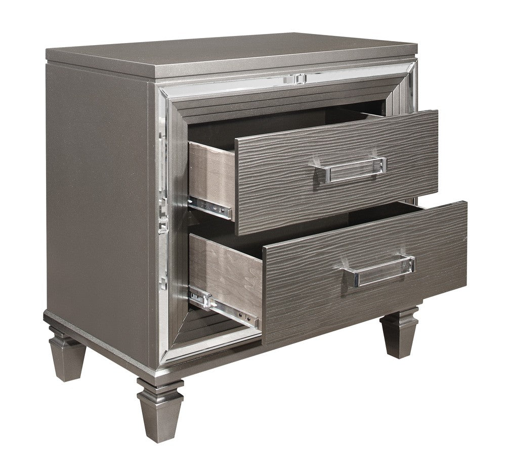 Tamsin Silver/Gray Metallic Nightstand from Homelegance - Luna Furniture