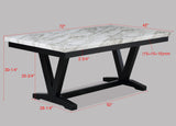 Tanner White/Black Faux Marble Dining Set from Crown Mark - Luna Furniture