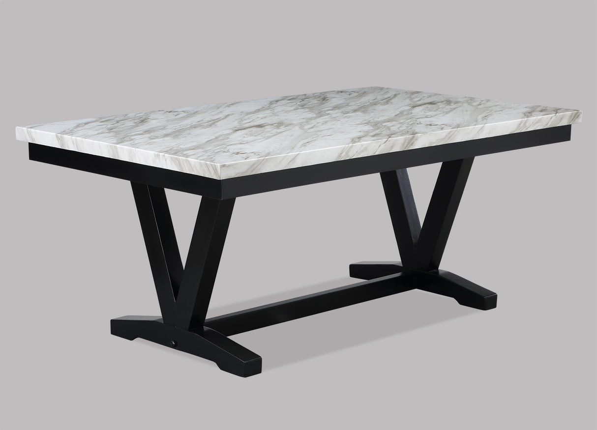 Tanner White/Black Faux Marble Dining Set from Crown Mark - Luna Furniture