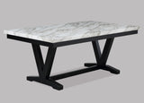 Tanner White/Black Faux Marble Dining Set from Crown Mark - Luna Furniture