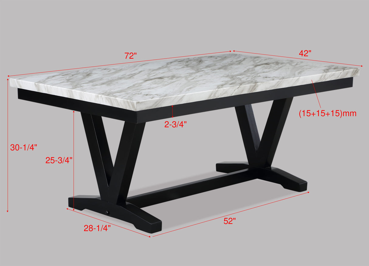 Tanner White/Black Faux Marble Dining Table from Crown Mark - Luna Furniture