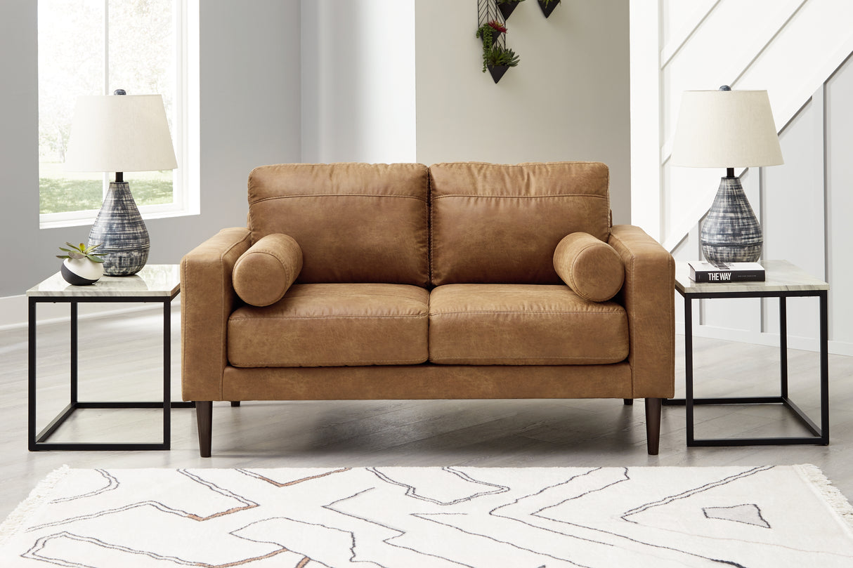 Telora Caramel Loveseat from Ashley - Luna Furniture