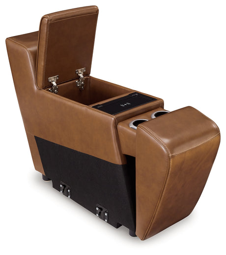 Temmpton Chocolate Console with Storage from Ashley Furniture - Luna Furniture