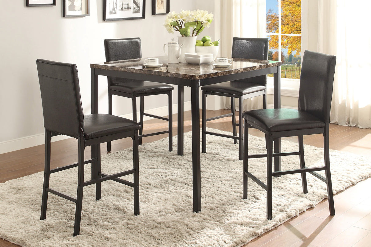 Tempe Brown/Black Marble-Top Counter Height Set from Homelegance - Luna Furniture