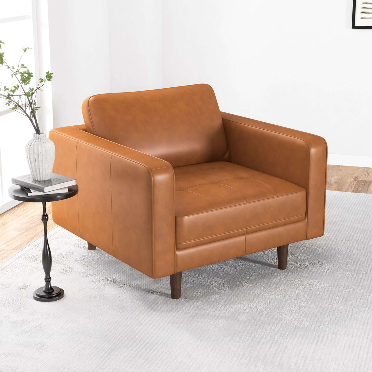 Tessa Tan Leather Lounge Chair from Midinmod - Luna Furniture