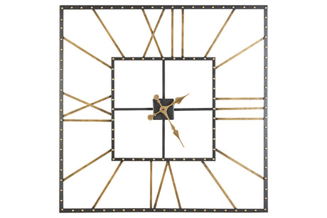 Thames Black/Gold Finish Wall Clock from Ashley - Luna Furniture