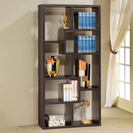 Theo Cappuccino 10-Shelf Bookcase from Coaster - Luna Furniture