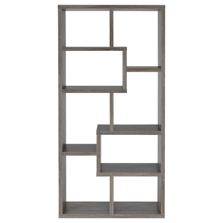 Theo Weathered Gray 10-Shelf Bookcase from Coaster - Luna Furniture