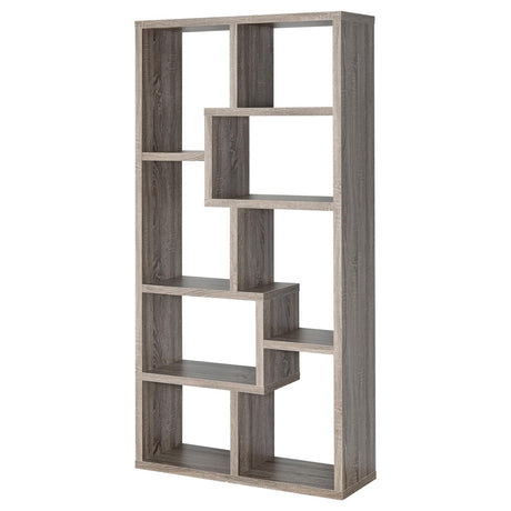 Theo Weathered Gray 10-Shelf Bookcase from Coaster - Luna Furniture
