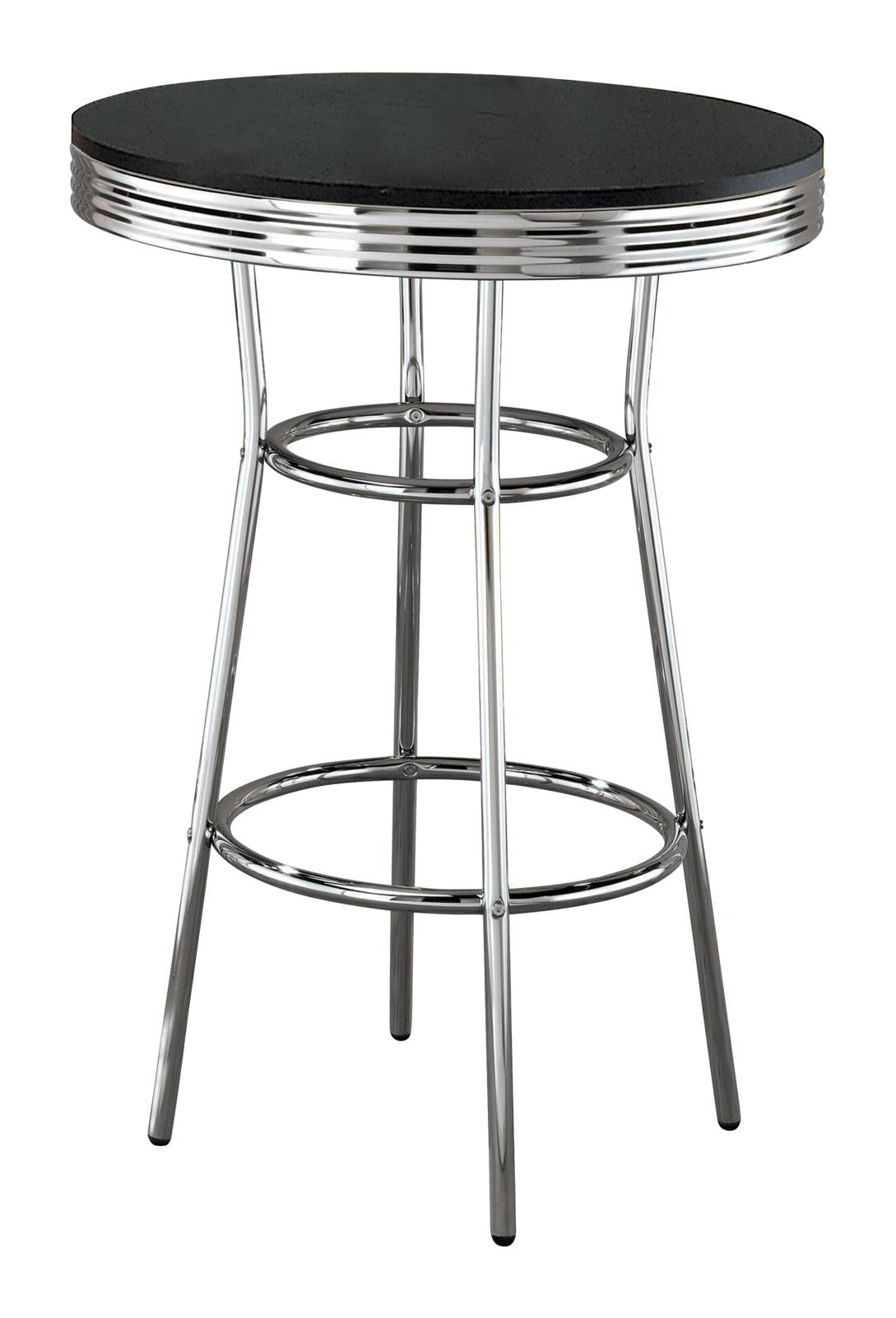 Theodore Black and Chrome Round Bar Table from Coaster - Luna Furniture