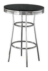 Theodore Black and Chrome Round Bar Table from Coaster - Luna Furniture