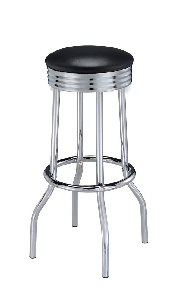 Theodore Black and Chrome Upholstered Top Bar Stools, Set of 2 from Coaster - Luna Furniture
