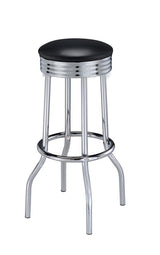 Theodore Black and Chrome Upholstered Top Bar Stools, Set of 2 from Coaster - Luna Furniture