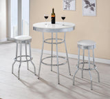 Theodore Chrome and Glossy White Round Bar Table from Coaster - Luna Furniture