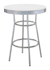 Theodore Chrome and Glossy White Round Bar Table from Coaster - Luna Furniture