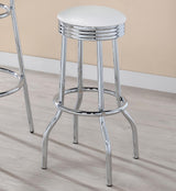 Theodore White and Chrome Upholstered Top Bar Stools, Set of 2 from Coaster - Luna Furniture