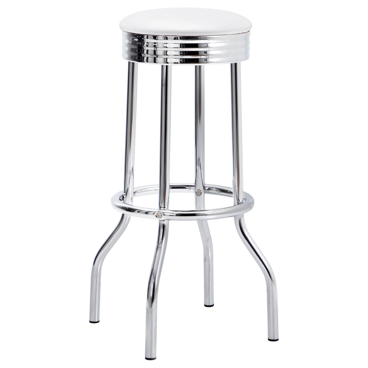 Theodore White and Chrome Upholstered Top Bar Stools, Set of 2 from Coaster - Luna Furniture