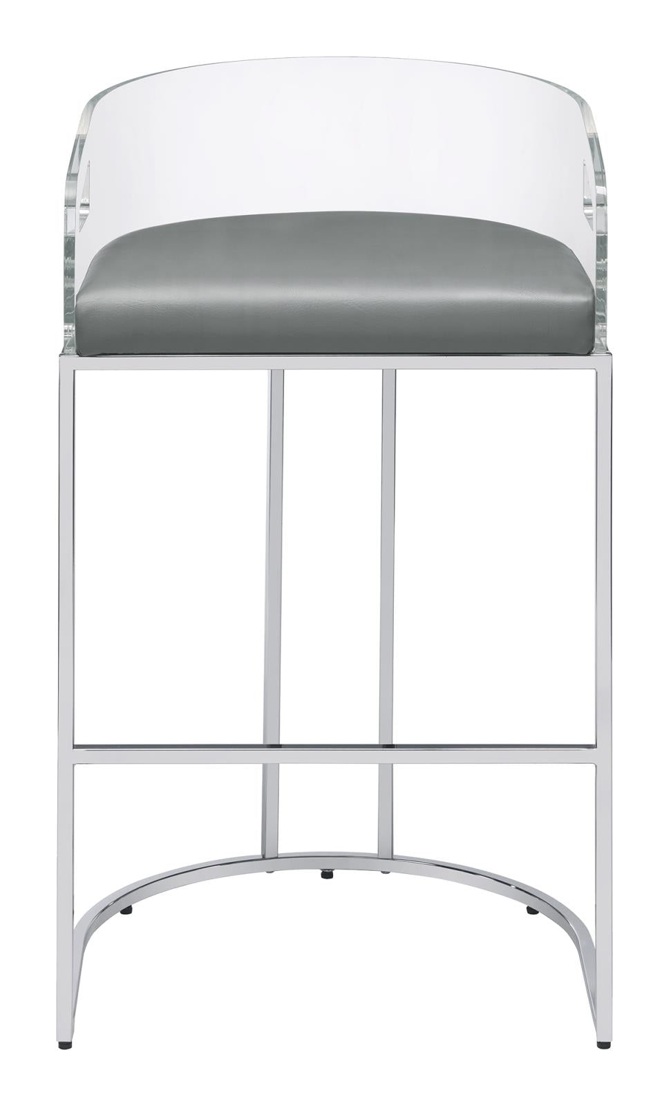 Thermosolis Gray and Chrome Acrylic Back Bar Stools, Set of 2 from Coaster - Luna Furniture