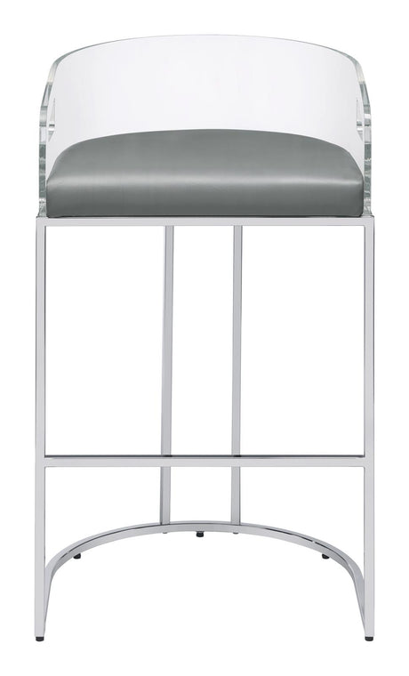 Thermosolis Gray and Chrome Acrylic Back Bar Stools, Set of 2 from Coaster - Luna Furniture