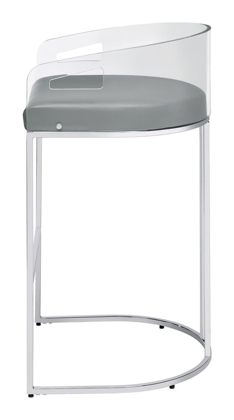 Thermosolis Gray and Chrome Acrylic Back Bar Stools, Set of 2 from Coaster - Luna Furniture