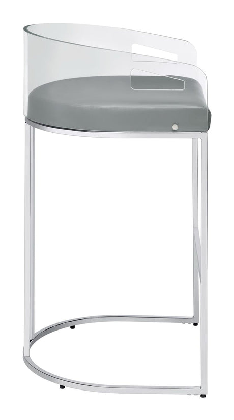 Thermosolis Gray and Chrome Acrylic Back Bar Stools, Set of 2 from Coaster - Luna Furniture