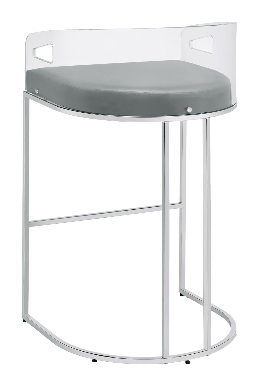 Thermosolis Gray and Chrome Acrylic Back Bar Stools, Set of 2 from Coaster - Luna Furniture